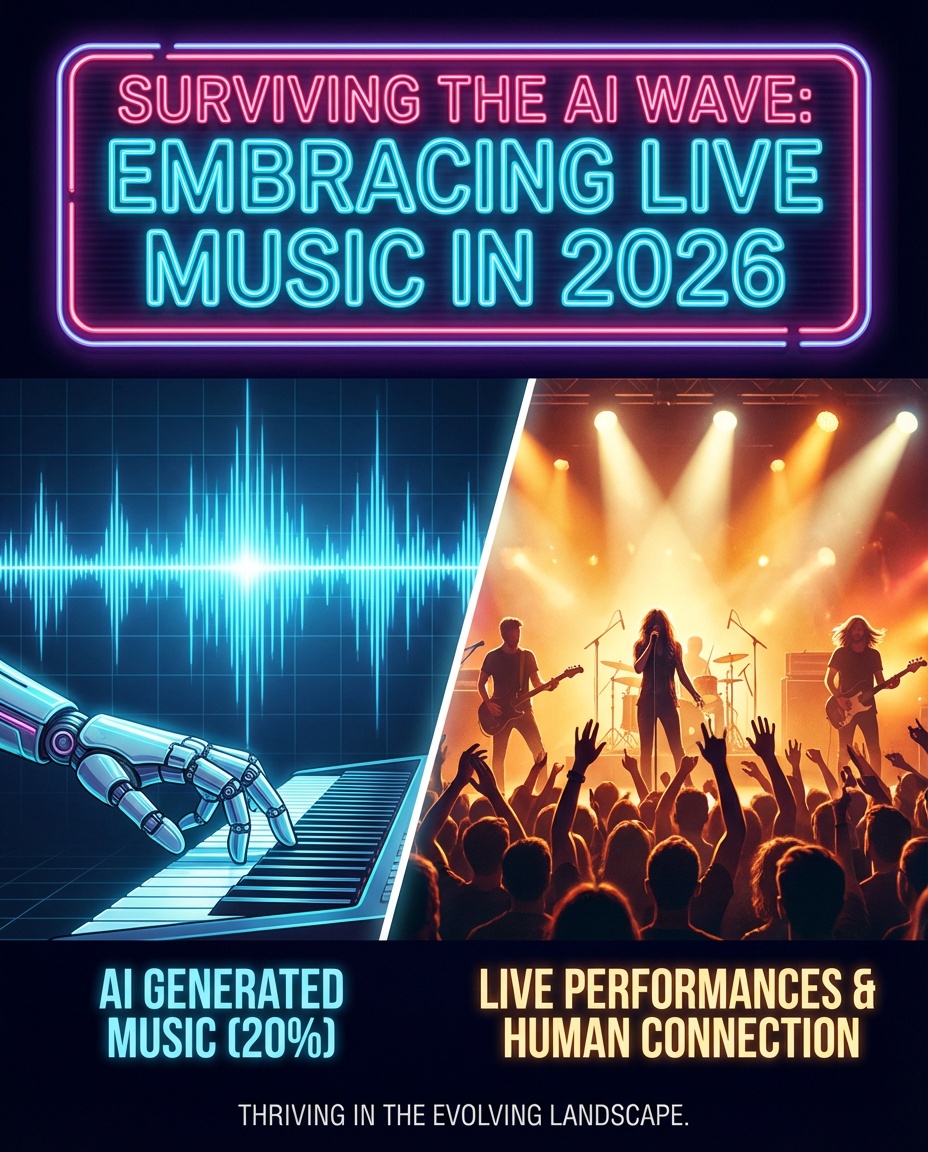 Surviving the AI Wave: Embracing Live Music in 2026 As AI generates up to 20% of new music, musicians must pivot their focus towards live performances to sustain their careers. Here's how to thrive in this evolving landscape.